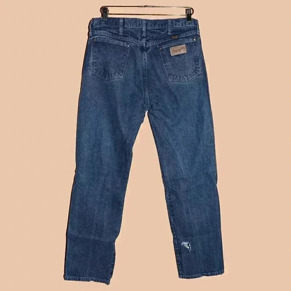 Wrangler Distressed‎ Dark Classic Wranglers Jeans Size 34x34 Evening Denim Pants - Picture 1 of 5
